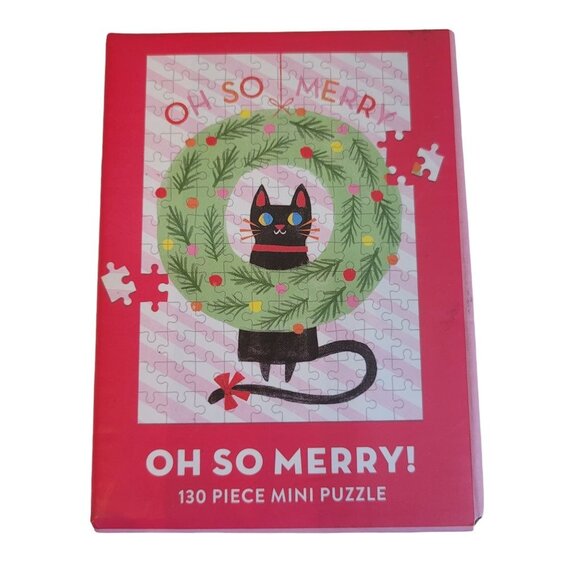 Mini Cat Puzzle Wreath Christmas Holidays Oh So Merry 130 Pieces New in‎ Box - Picture 6 of 6
